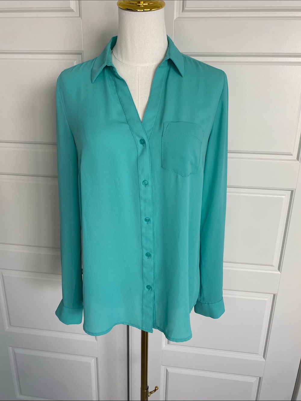 The Limited Teal Turquoise Button Down Blouse Shirt Small